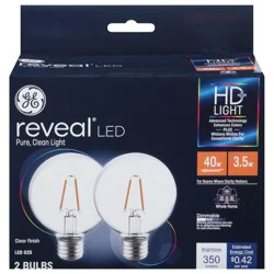 GE Reveal LED G25 3.5 Watts Clear Finish Light Bulbs 2 ea