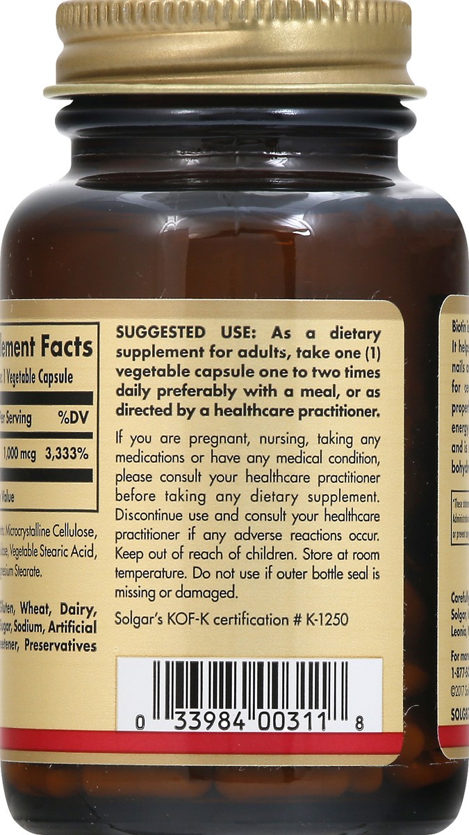 slide 7 of 11, Solgar Biotin 100 ea, 100 ct