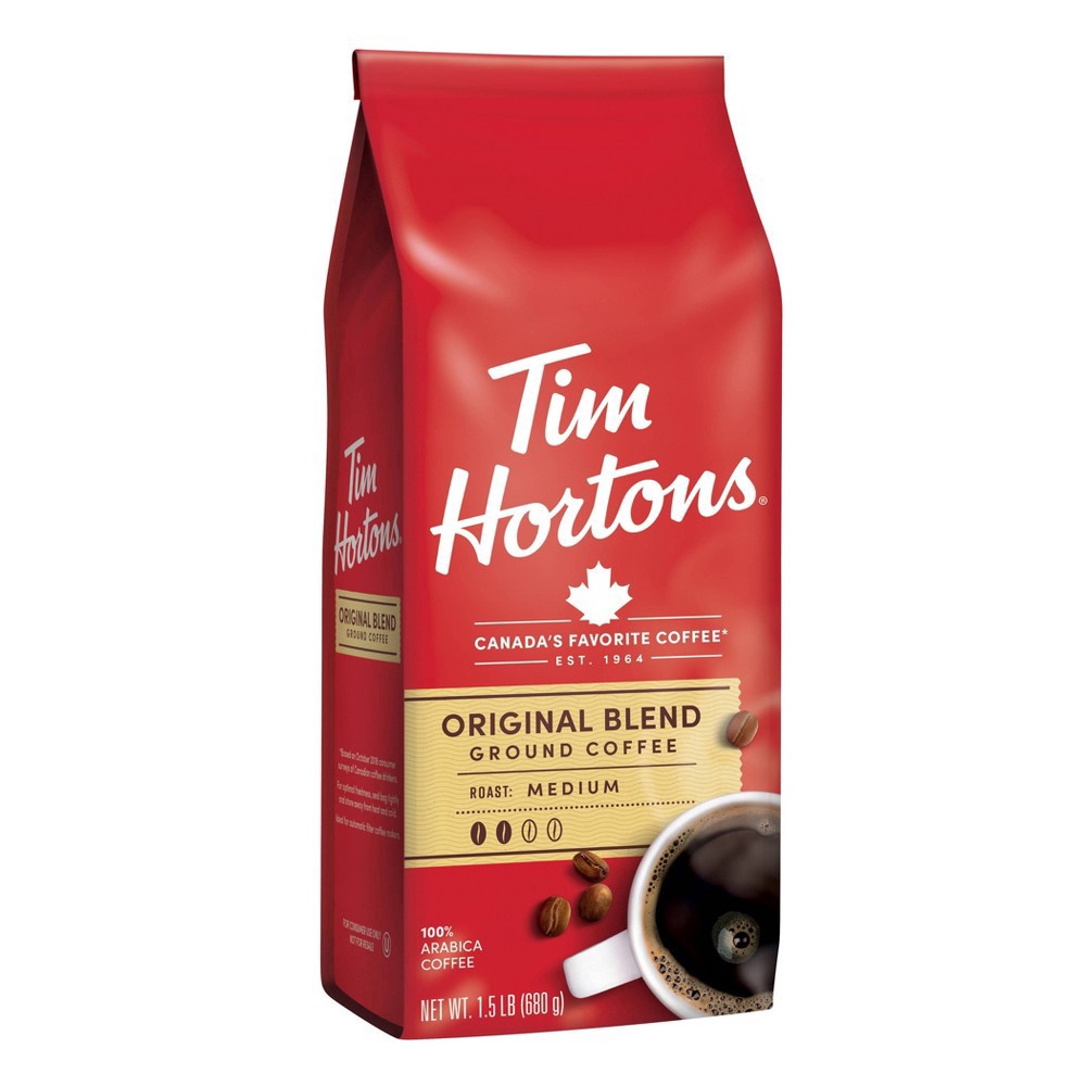 slide 2 of 8, Tim Hortons Ground Medium Roast Original Blend Coffee - 1.5 lb, 1.5 lb