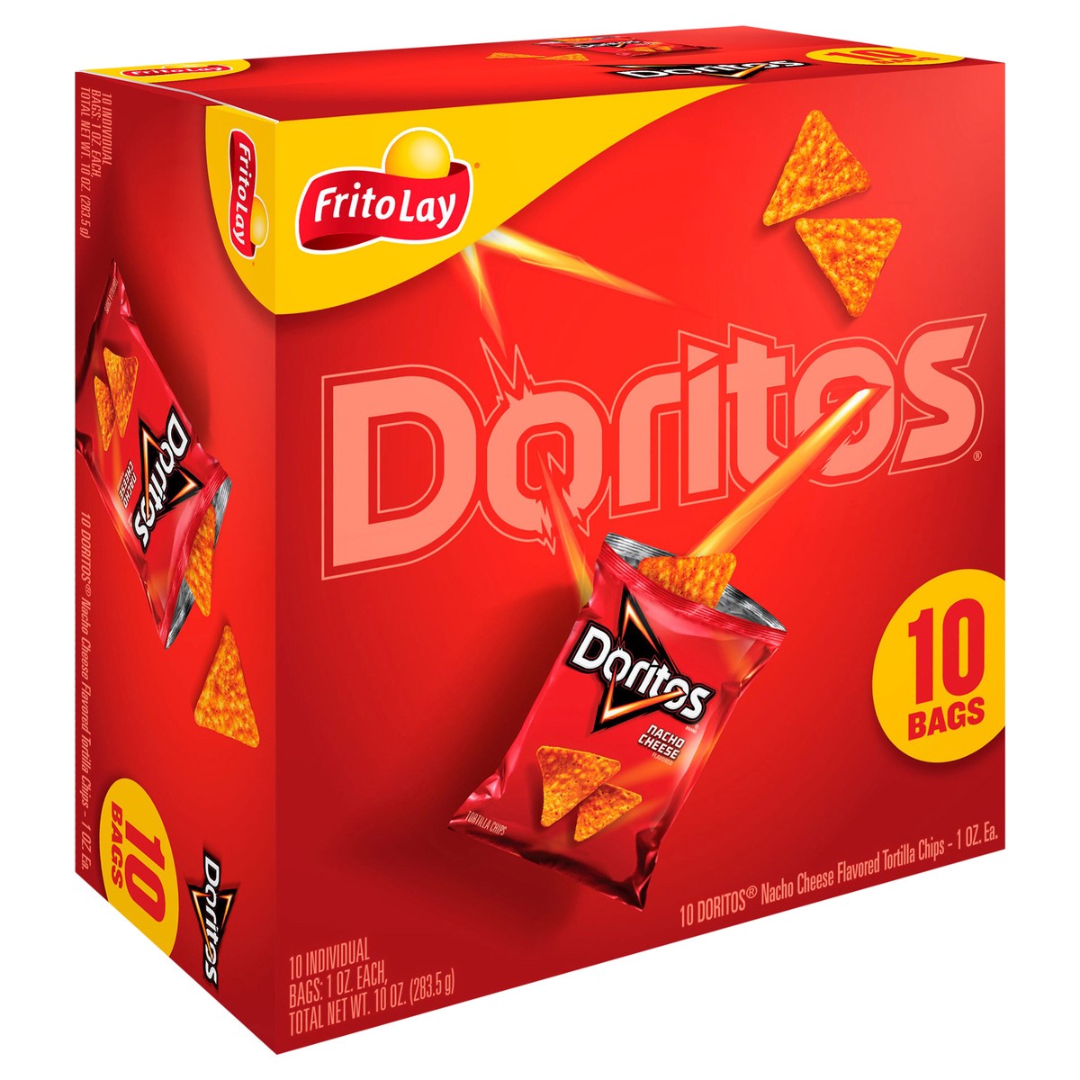 slide 3 of 11, Doritos Tortilla Chips, Nacho Cheese Flavored, 10 ct