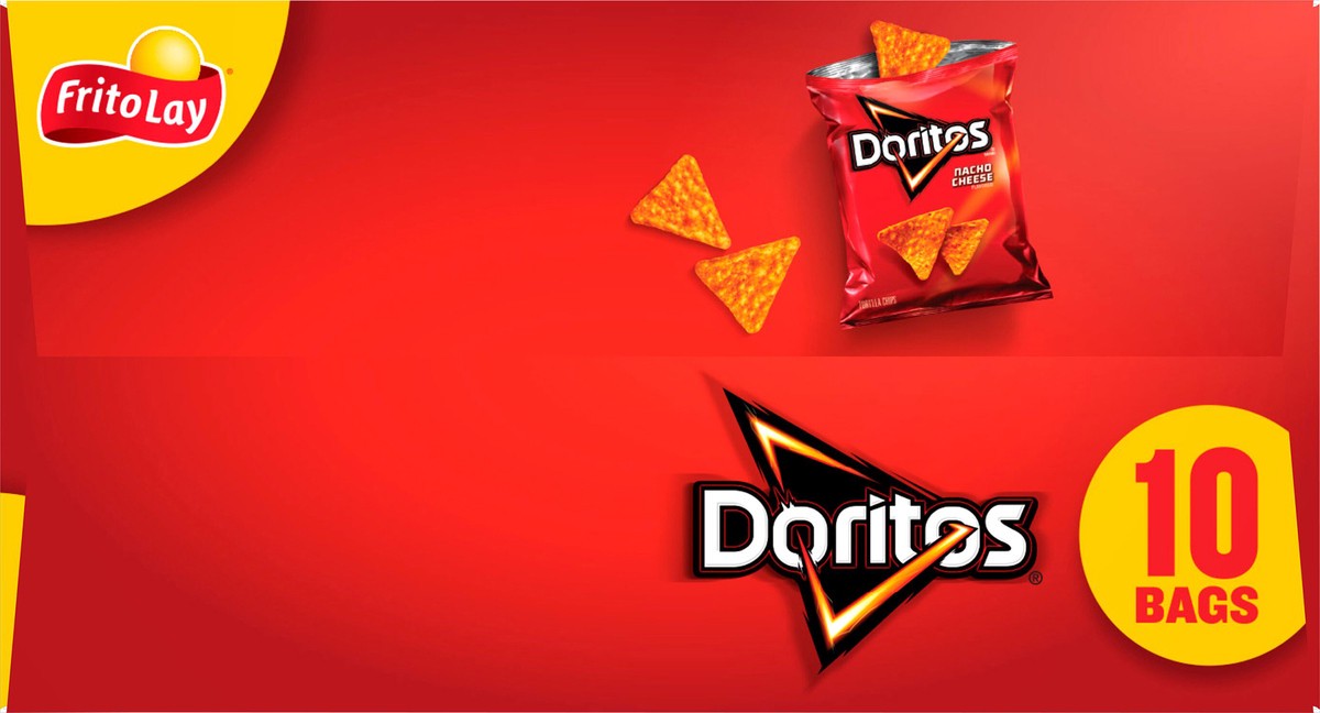 slide 11 of 11, Doritos Tortilla Chips, Nacho Cheese Flavored, 10 ct