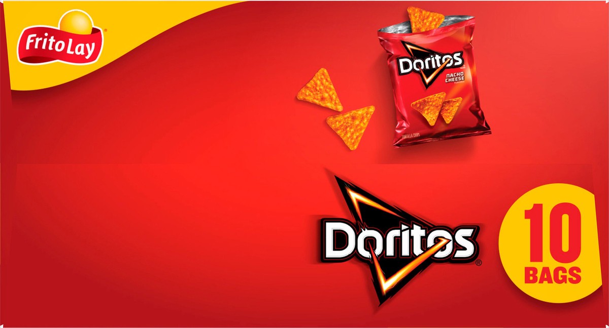 slide 2 of 11, Doritos Tortilla Chips, Nacho Cheese Flavored, 10 ct
