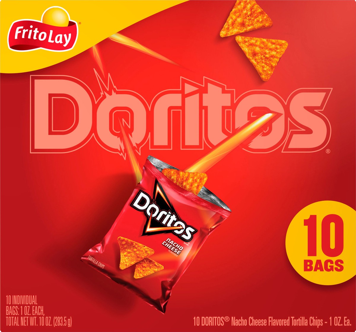 slide 8 of 11, Doritos Tortilla Chips, Nacho Cheese Flavored, 10 ct