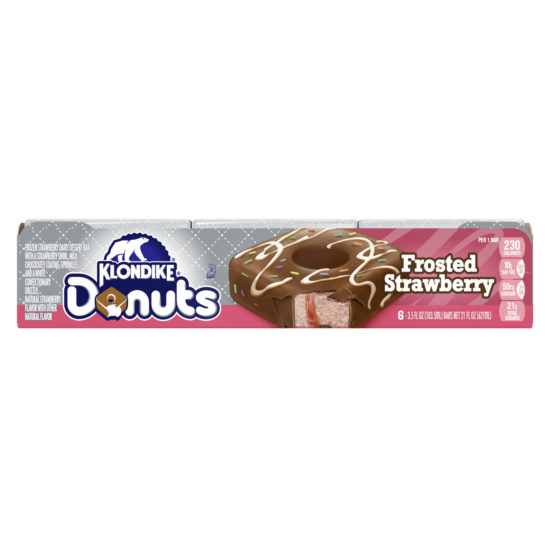 slide 1 of 1, Klondike Frosted Strawberry Donut Frozen Dairy Dessert, 6 ct