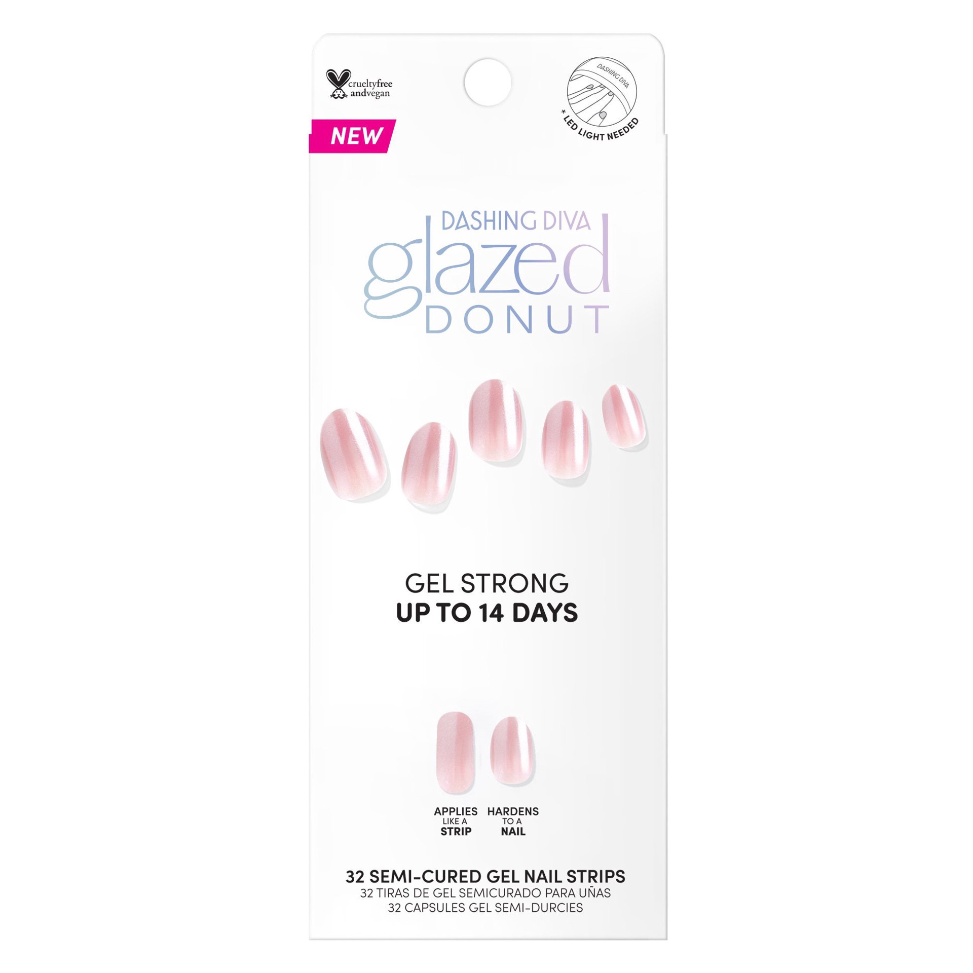 slide 1 of 1, Dashing Diva Semi-Cured Gel Nail Strips - Glazed Donut, 32 ct