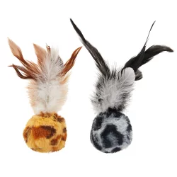 Whisker City Safari Feather Ball Cat Toys, 2 pack