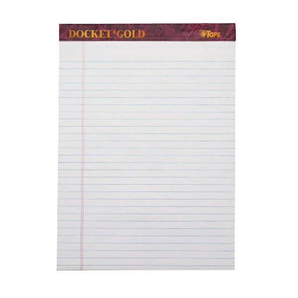 slide 2 of 2, TOPS Docket Gold Premium Writing Pads, Legal Ruled, 6 pk; 50 ct; 8 1/2 in x 11 3/4 in