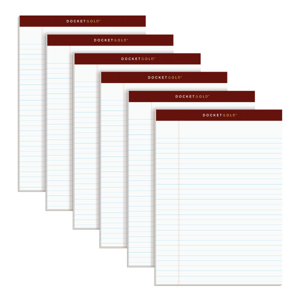 slide 1 of 1, TOPS Docket Gold Premium Writing Pads, Legal Ruled, 6 pk; 50 ct; 8 1/2 in x 11 3/4 in