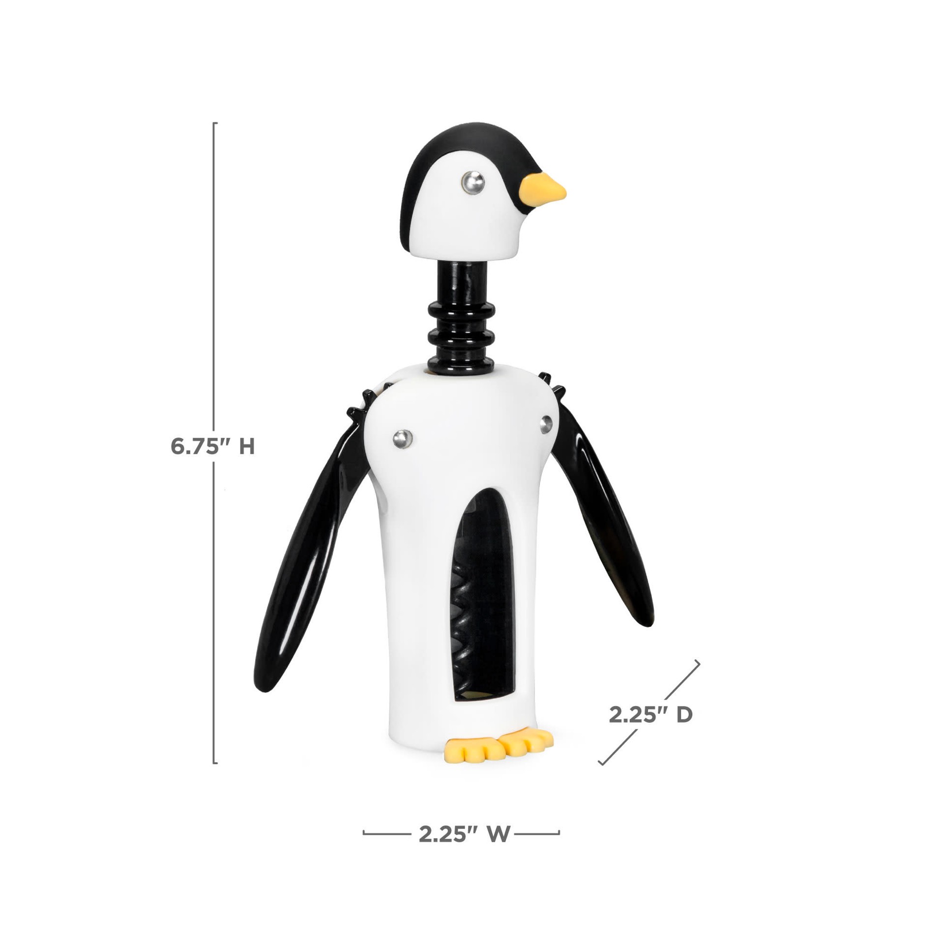 slide 3 of 5, TrueZoo True Zoo Penguin Gifts Winged Penguin Corkscrew Soft-Touch Wine Bottle Cork Opener Remover Kit Portable Waiters Use, 8.25", Multicolor, 1 ct