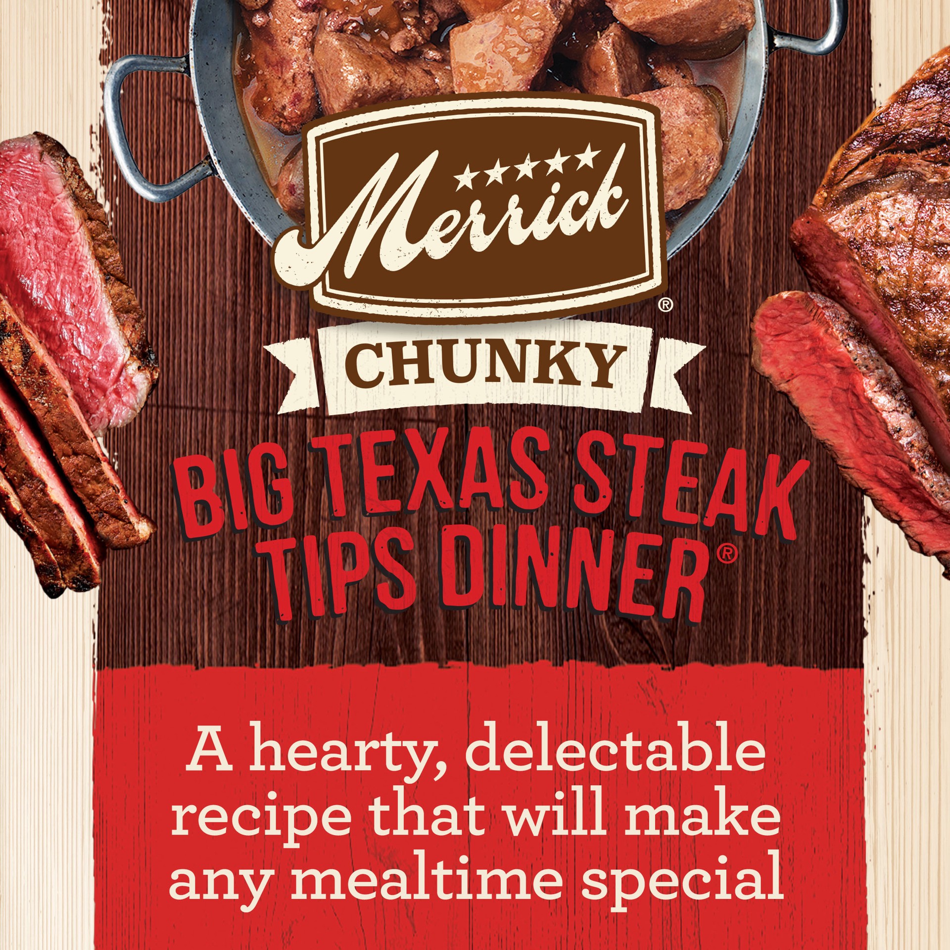 slide 2 of 9, Merrick Chunky Grain Free Wet Dog Food, Big Texas Steak Tips Dinner Canned Dog Food -  12.7 oz Can, 12.7 oz