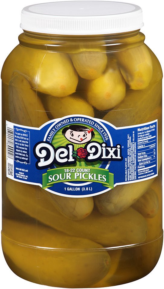 slide 1 of 5, Del-Dixi Sour Pickles, 1 gal