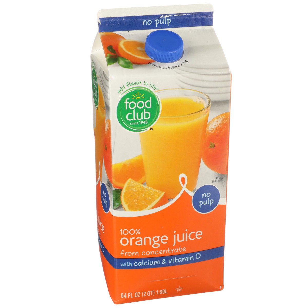 slide 5 of 9, Food Club 100% Orange No Pulp Juice From Concentrate With Calcium & Vitamin D - 64 oz, 64 oz