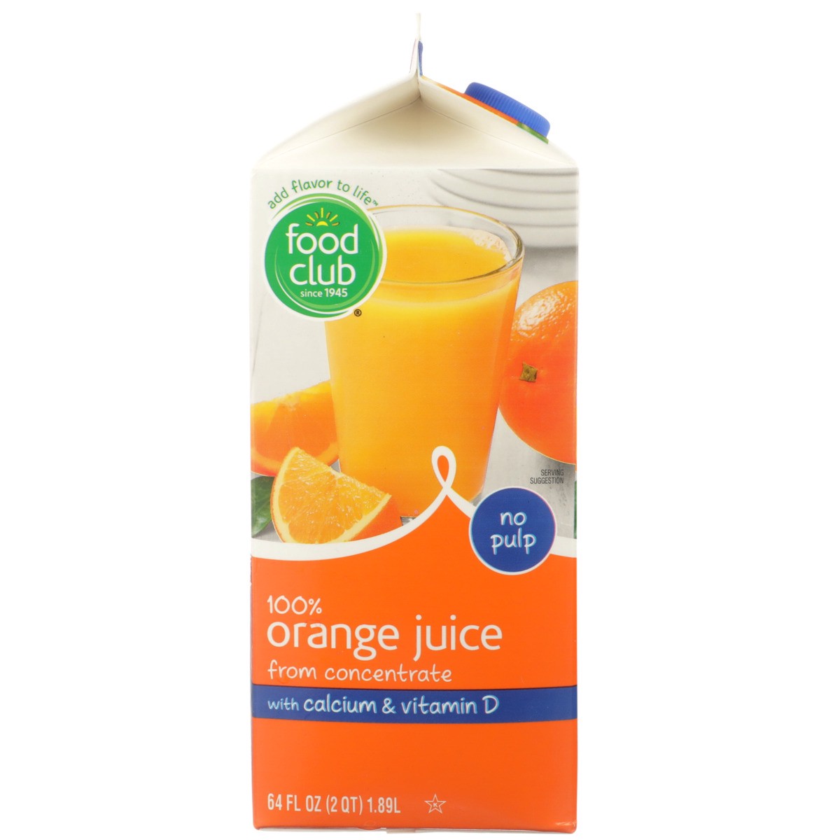 slide 3 of 9, Food Club 100% Orange No Pulp Juice From Concentrate With Calcium & Vitamin D - 64 oz, 64 oz