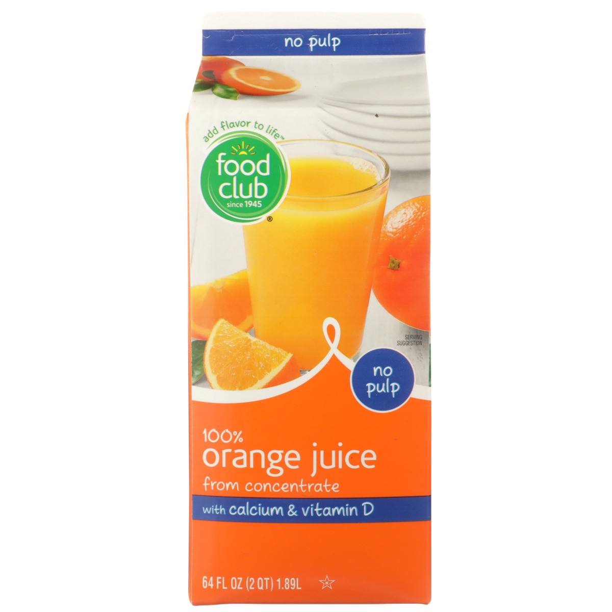 slide 4 of 9, Food Club 100% Orange No Pulp Juice From Concentrate With Calcium & Vitamin D - 64 oz, 64 oz