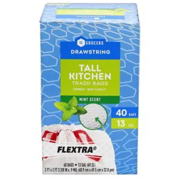 Se Grocers Mint Scented Flexible Trash Bags 40 Count