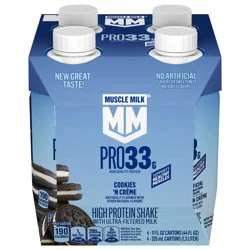 Muscle Milk PRO High Protein Shake with Ultra-Filtered Milk, Cookies N Creme, 11 Fl Oz X 4 Count X 3