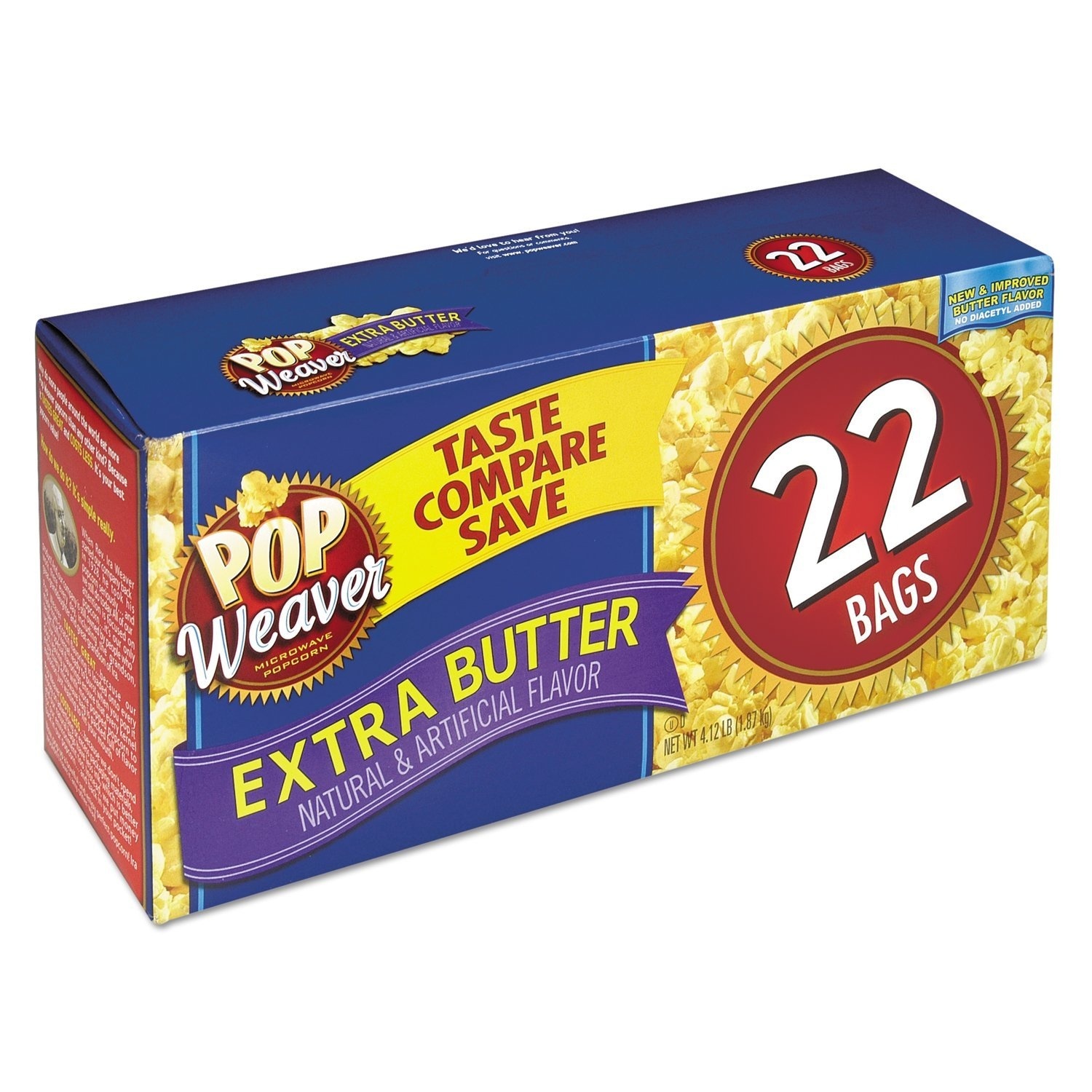 slide 1 of 1, Pop Weaver Extra Butter Popcorn, 22 ct