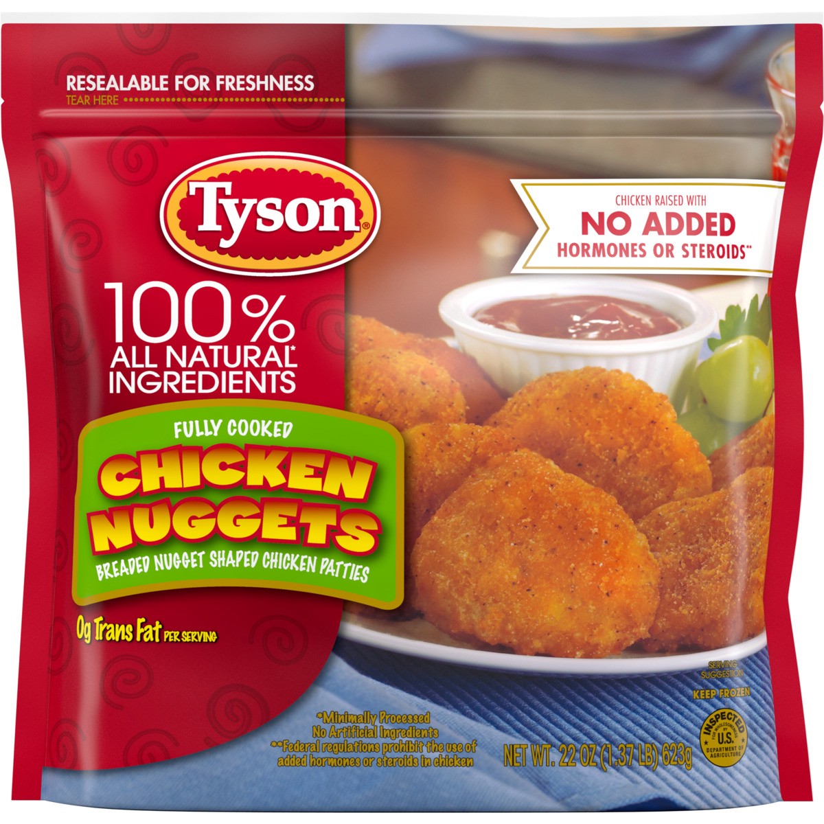 slide 7 of 10, Tyson Fully Cooked Chicken Nuggets, 22 oz. (Frozen), 566.99 g