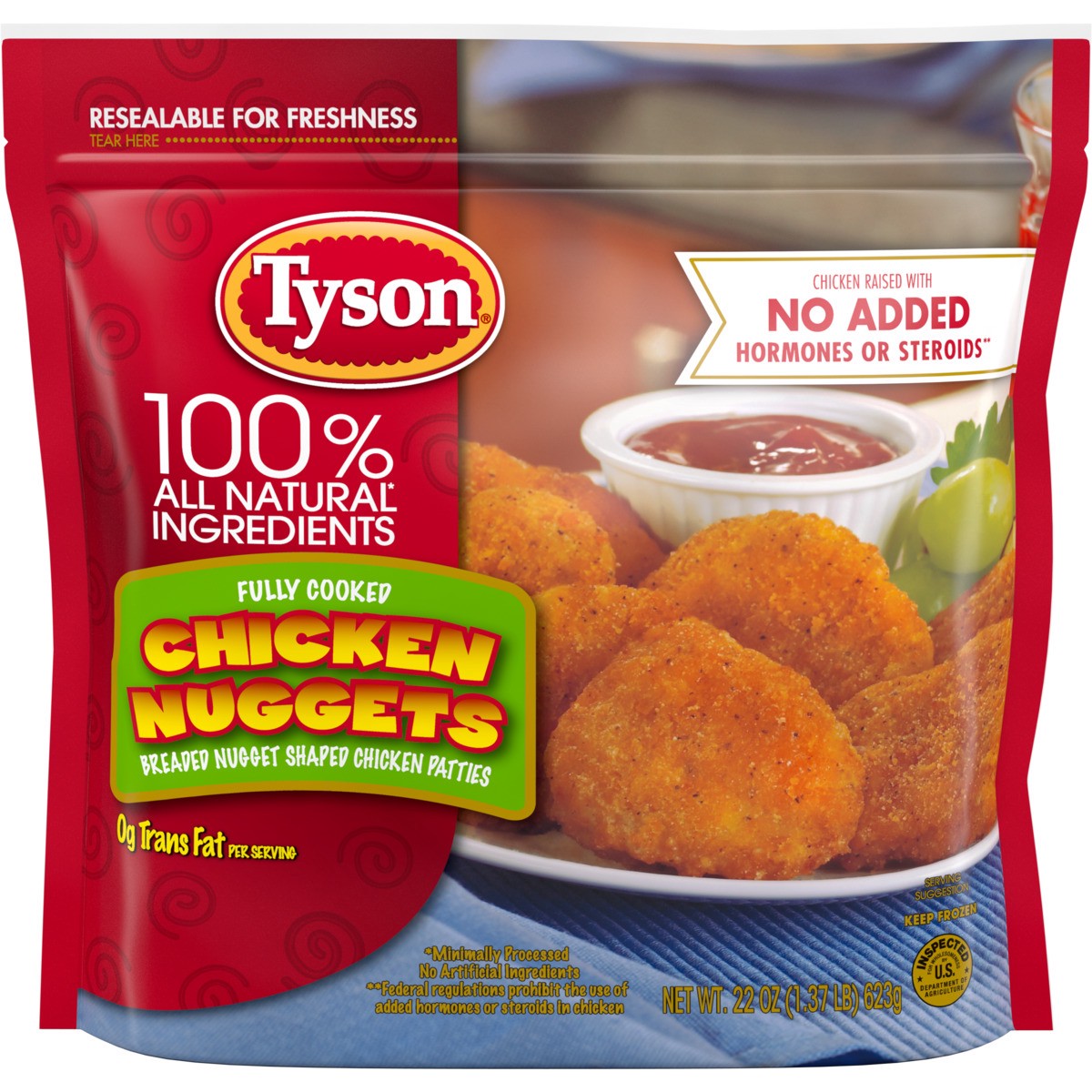 slide 8 of 10, Tyson Fully Cooked Chicken Nuggets, 22 oz. (Frozen), 566.99 g