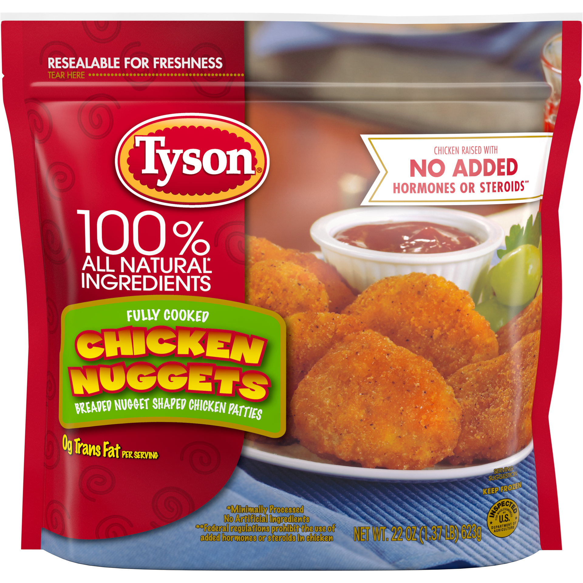 slide 1 of 10, Tyson Fully Cooked Chicken Nuggets, 22 oz. (Frozen), 566.99 g