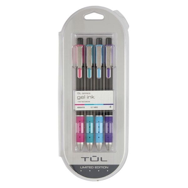 slide 1 of 6, Tul Limited Edition Brights Retractable Gel Pens, Medium Point, 0.7 Mm, Assorted Barrel Colors, Assorted Ink Colors, Pack Of 4, 4 ct