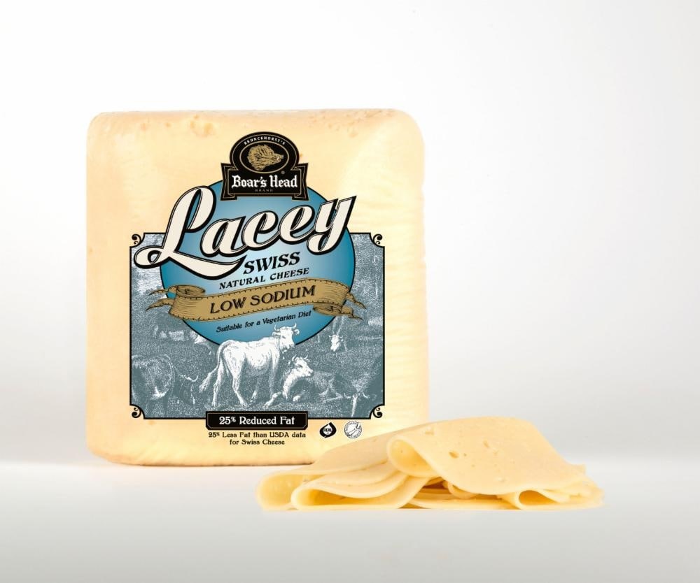 slide 1 of 1, Boar's Head Lacey Swiss Cheese, per lb