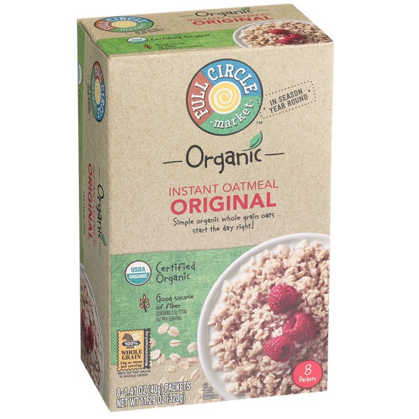slide 1 of 6, Full Circle Market Organic Instant Oatmeal Original, 8 ct