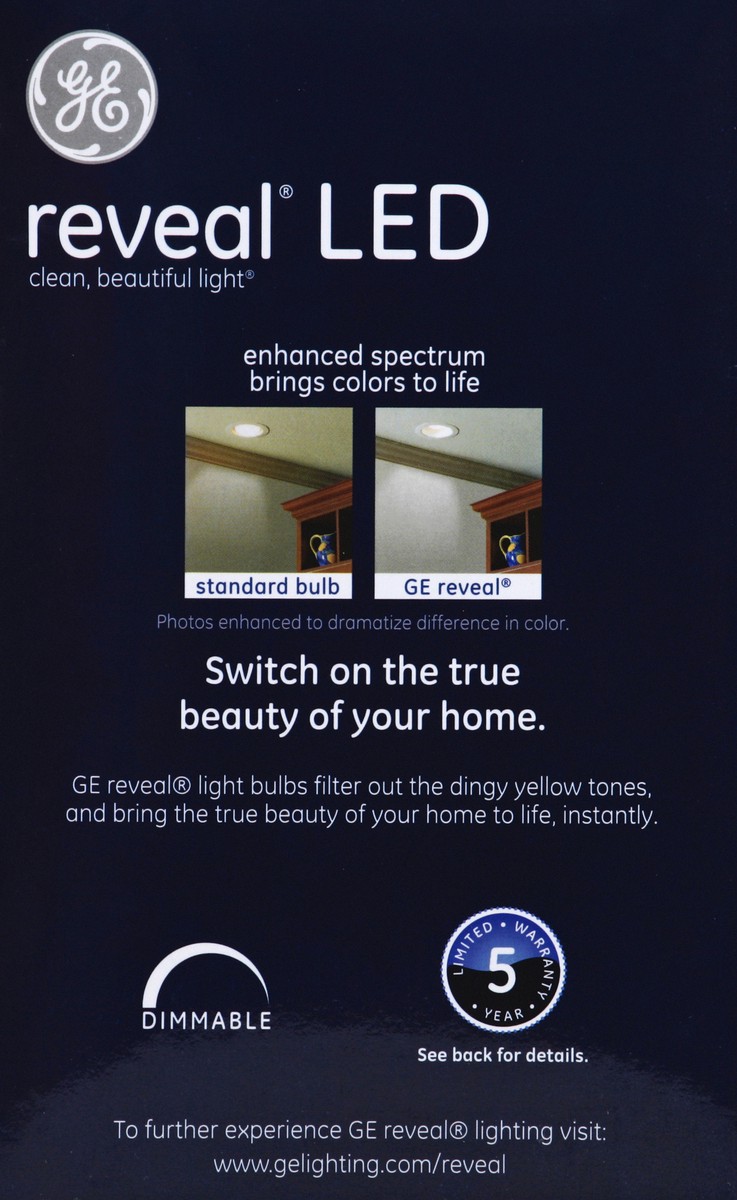 slide 3 of 4, GE Reveal 65-Watt LED BR30 Light Bulb, 1 ct