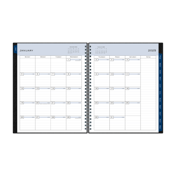 slide 3 of 7, 2025 Blue Sky Passages Weekly/Monthly Planning Calendar, 7"" X 9"", Solid Black Crossgrain, January To December, 1 ct