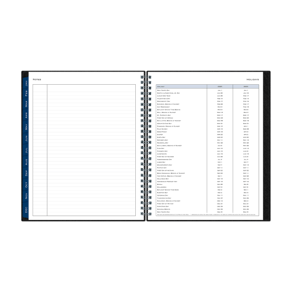 slide 4 of 7, 2025 Blue Sky Passages Weekly/Monthly Planning Calendar, 7"" X 9"", Solid Black Crossgrain, January To December, 1 ct