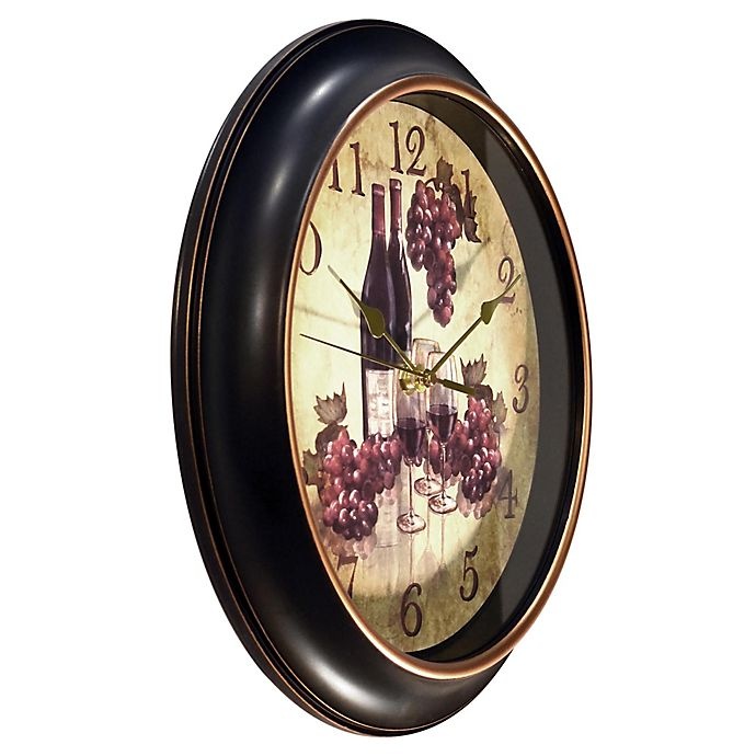 slide 3 of 6, Infinity Instruments Pinot Wall Clock - Black, 12 in