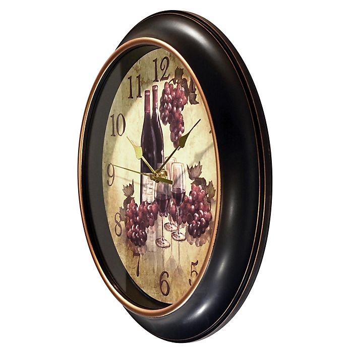 slide 4 of 6, Infinity Instruments Pinot Wall Clock - Black, 12 in