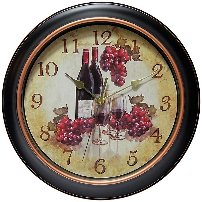 slide 1 of 6, Infinity Instruments Pinot Wall Clock - Black, 12 in