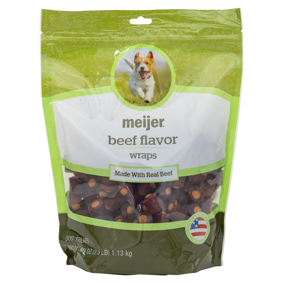 slide 1 of 4, Meijer Beef Flavor Wraps Dog Treats, 40 oz