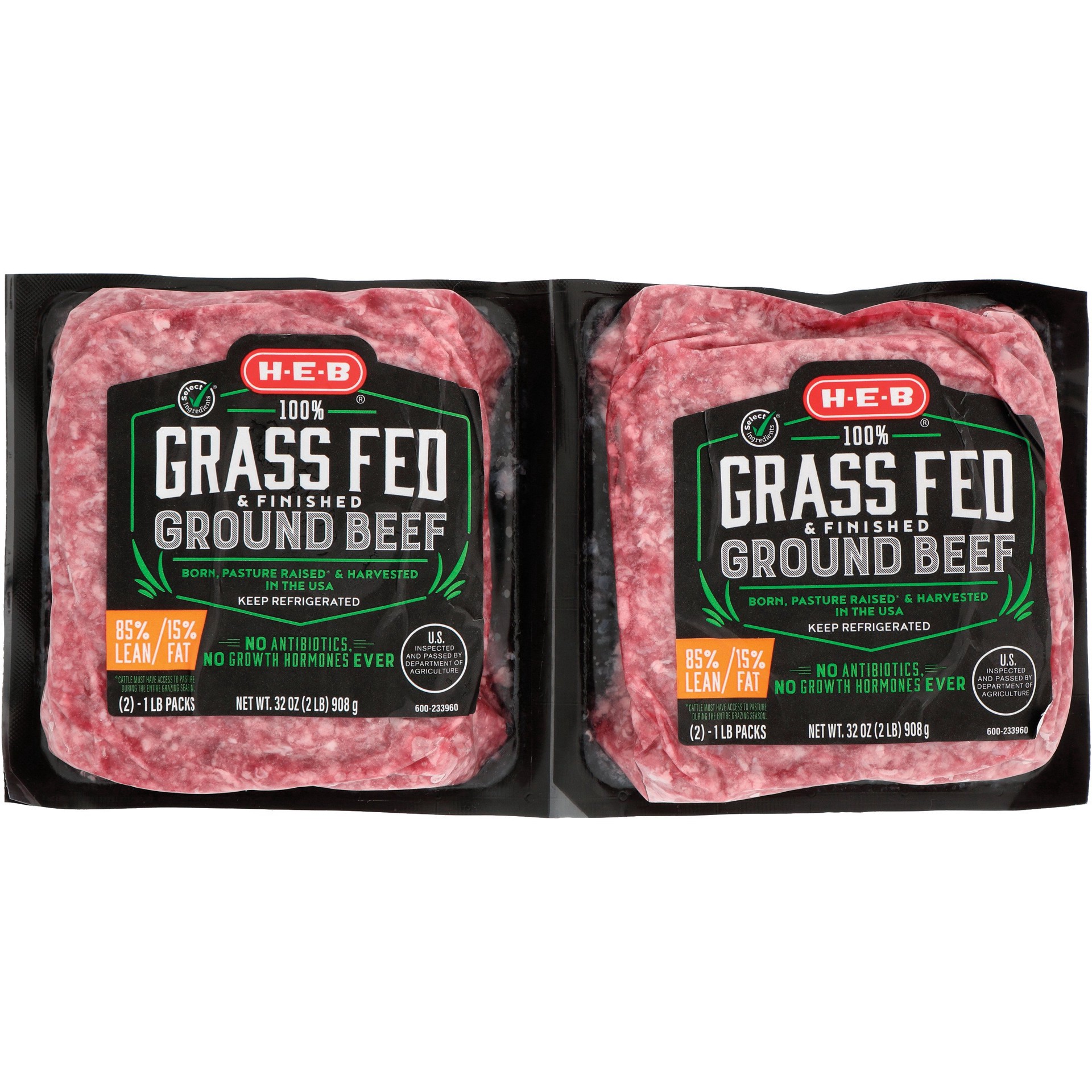 slide 1 of 1, H-E-B Grass Fed Ground Beef 85% Lean, 2 lb