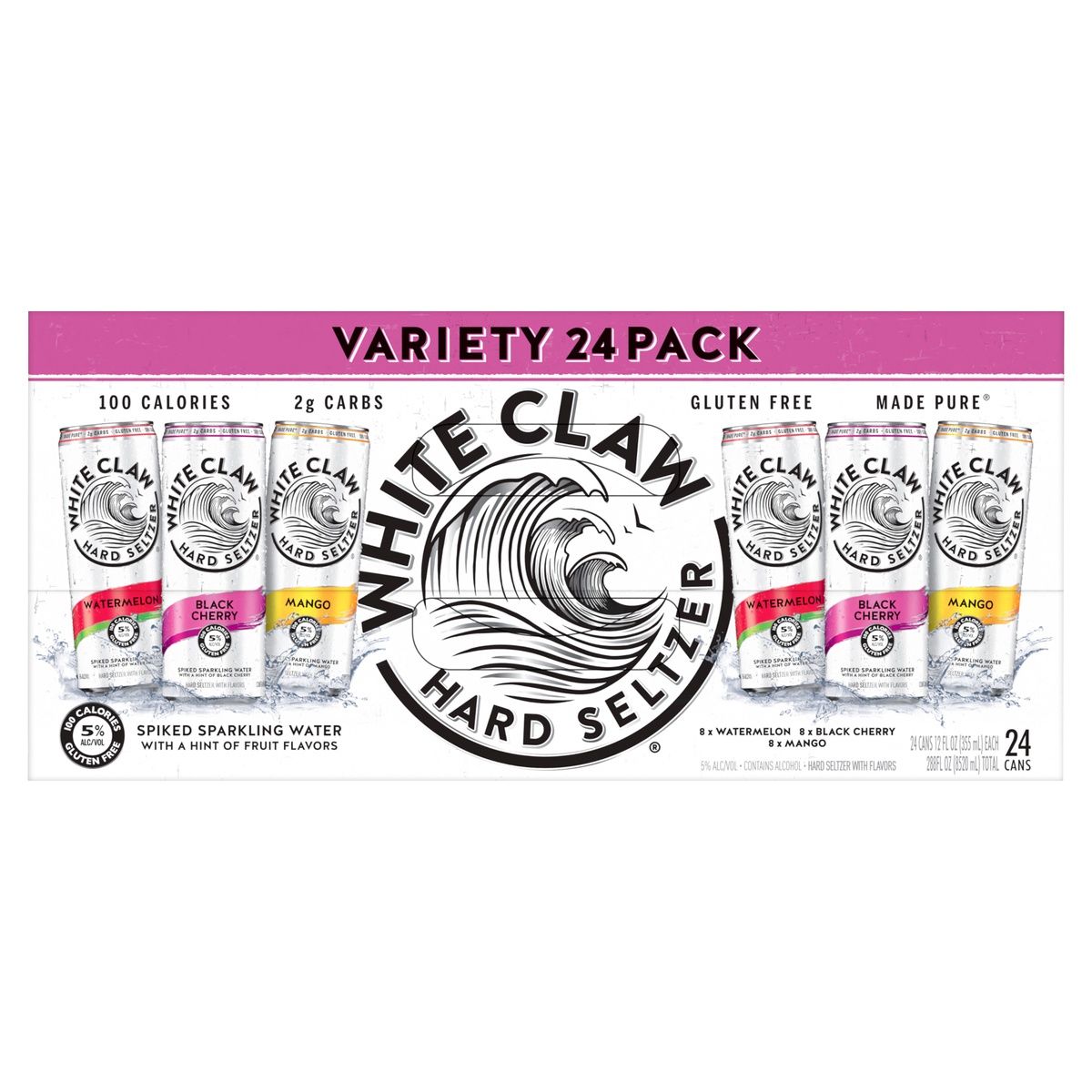 White Claw Variety Pack Slim Cans 24 ct; 12 fl oz Shipt