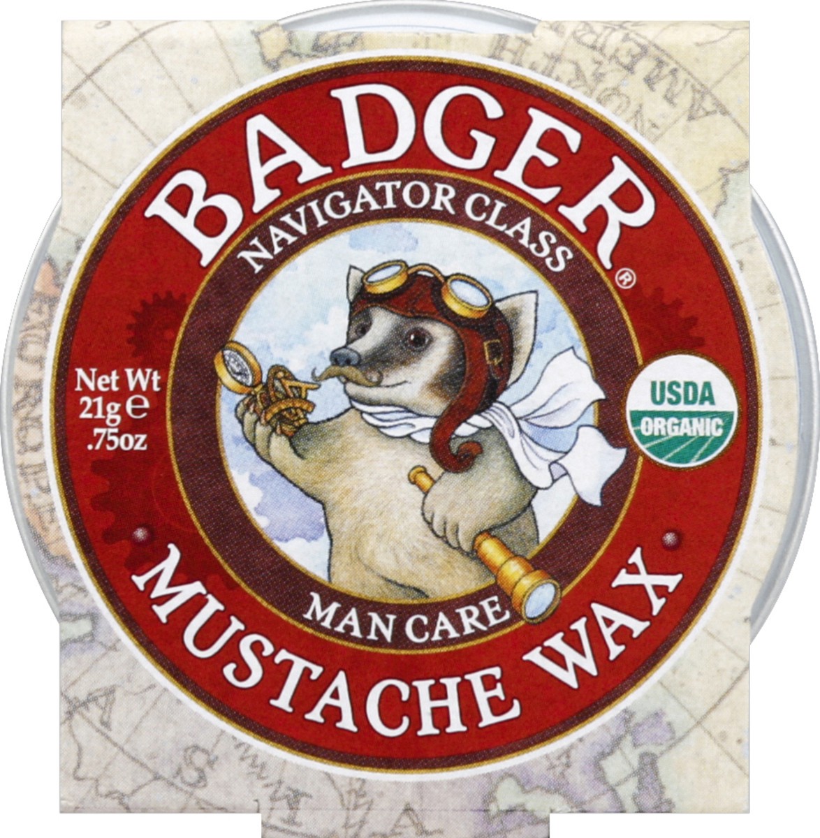 slide 1 of 1, Badger Man Care Mustache Wax, 0.75 oz