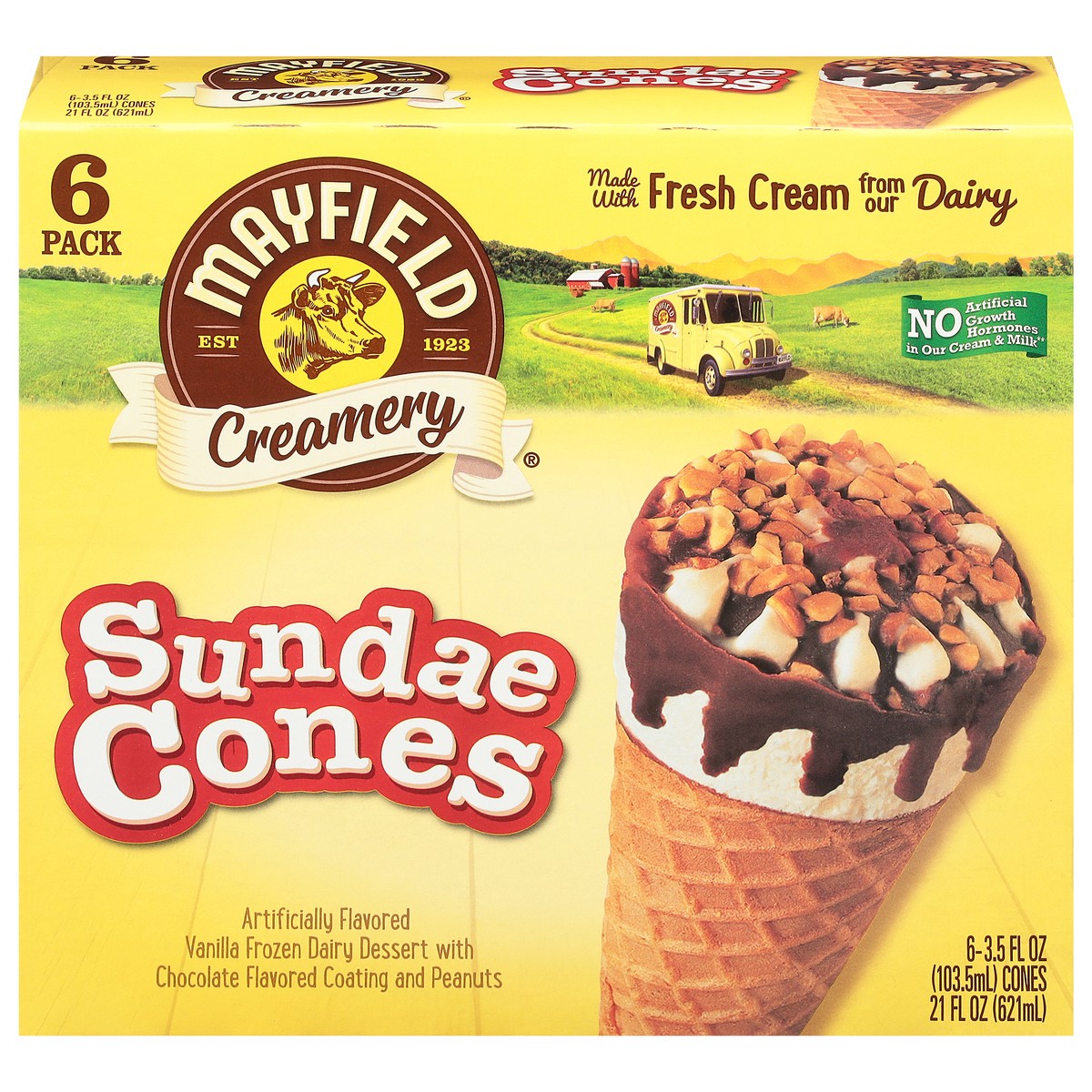 slide 1 of 9, Mayfield Creamery Vanilla Sundae Cones 6 - 3.5 fl oz Packs, 6 ct