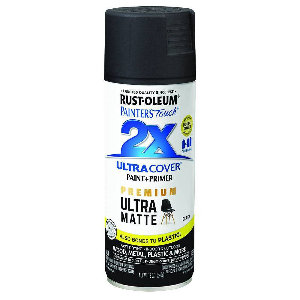 slide 3 of 4, Rust-Oleum Ultra Cover 2X Matte Spray Black, 1 ct