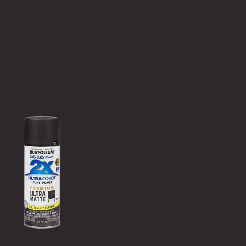 slide 1 of 4, Rust-Oleum Ultra Cover 2X Matte Spray Black, 1 ct