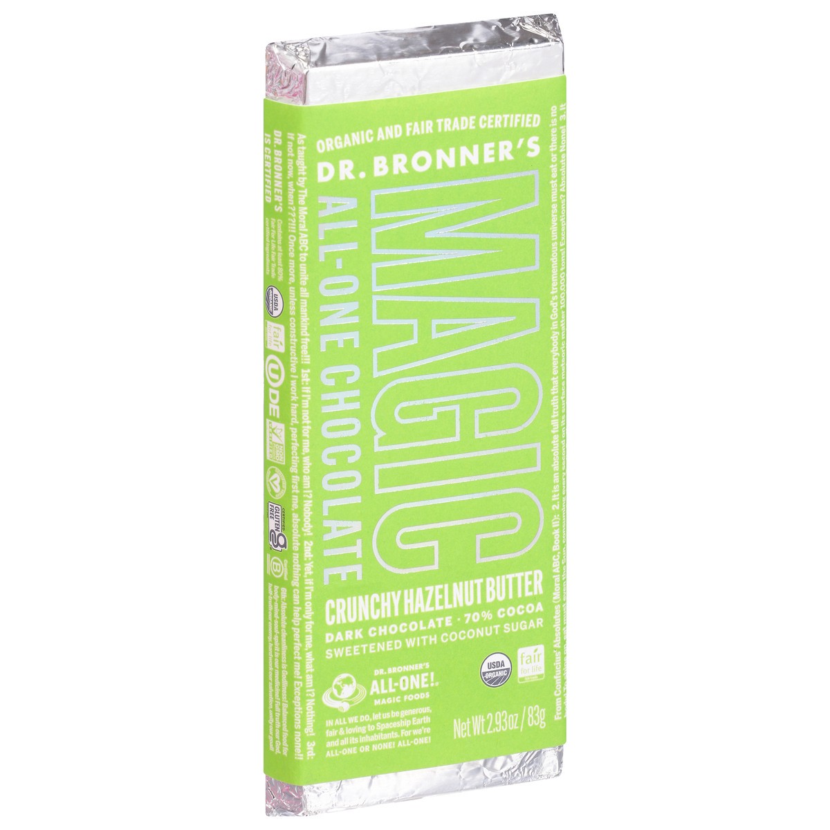 slide 5 of 9, Dr. Bronner's Chocolate Crisp Hazelnut Butter Bar, 2.1 oz