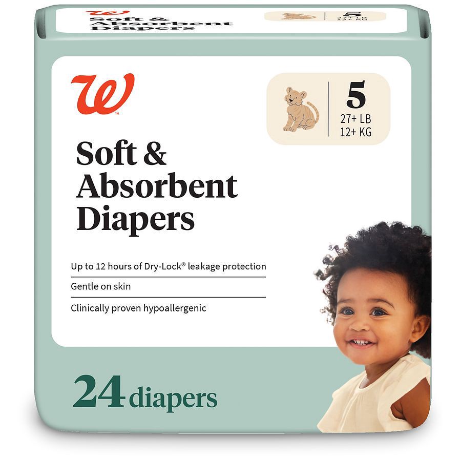 slide 1 of 5, Walgreens Soft & Absorbent Premium Baby Diapers, 5 (24 ct) 24 ct