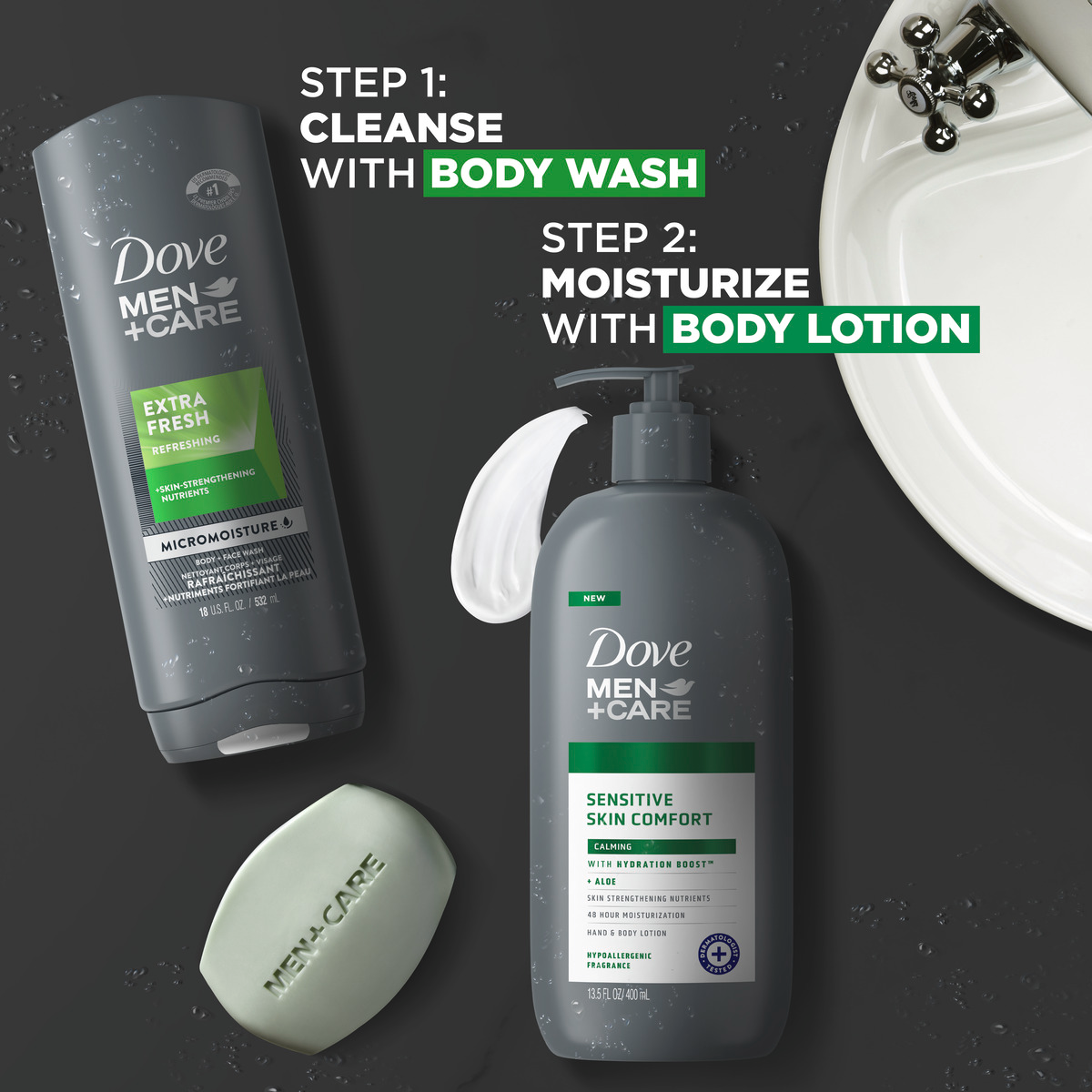 slide 10 of 25, Dove Men+Care Calming Hand & Body Lotion, 13.5 oz, 1 ct