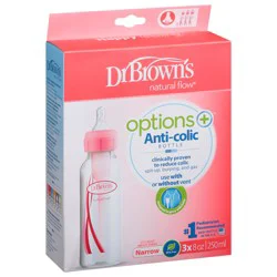 Dr. Brown's Options Narrow Bottle, 8 oz, Pink, 3 pk