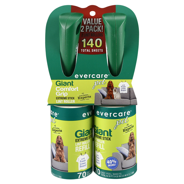 slide 1 of 1, Evercare Giant Lint Roller Refill, 2 ct