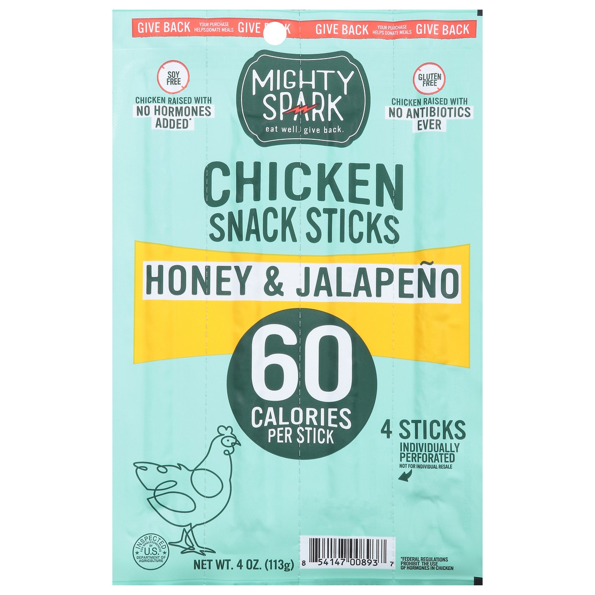 slide 1 of 13, Mighty Spark Honey & Jalapeno Chicken Snack Sticks 4 ea, 4 oz