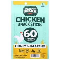 Mighty Spark Honey/Jalapeno Chicken Snack Sticks 4 Sticks