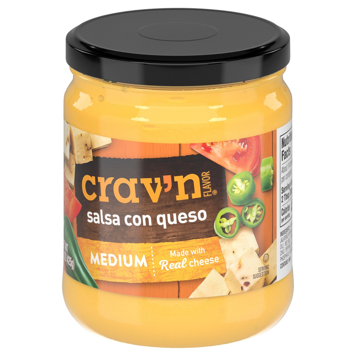 slide 4 of 4, Crav'n Salsa Queso Med, 15 oz