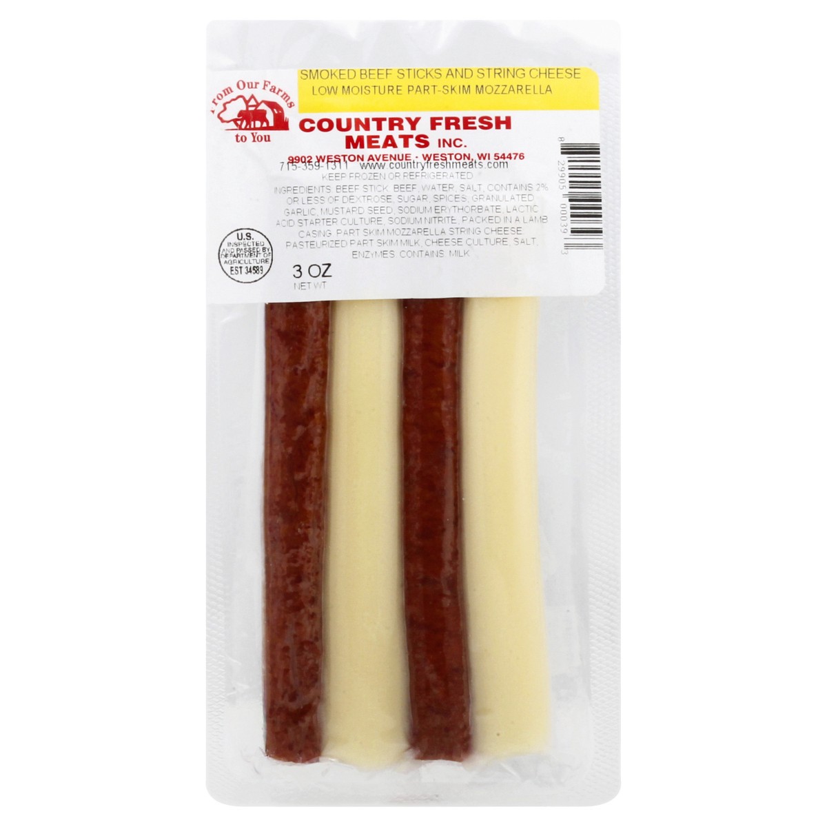 slide 10 of 12, Country Fresh Meats Beef Sticks and String Cheese 3 oz, 1 ct