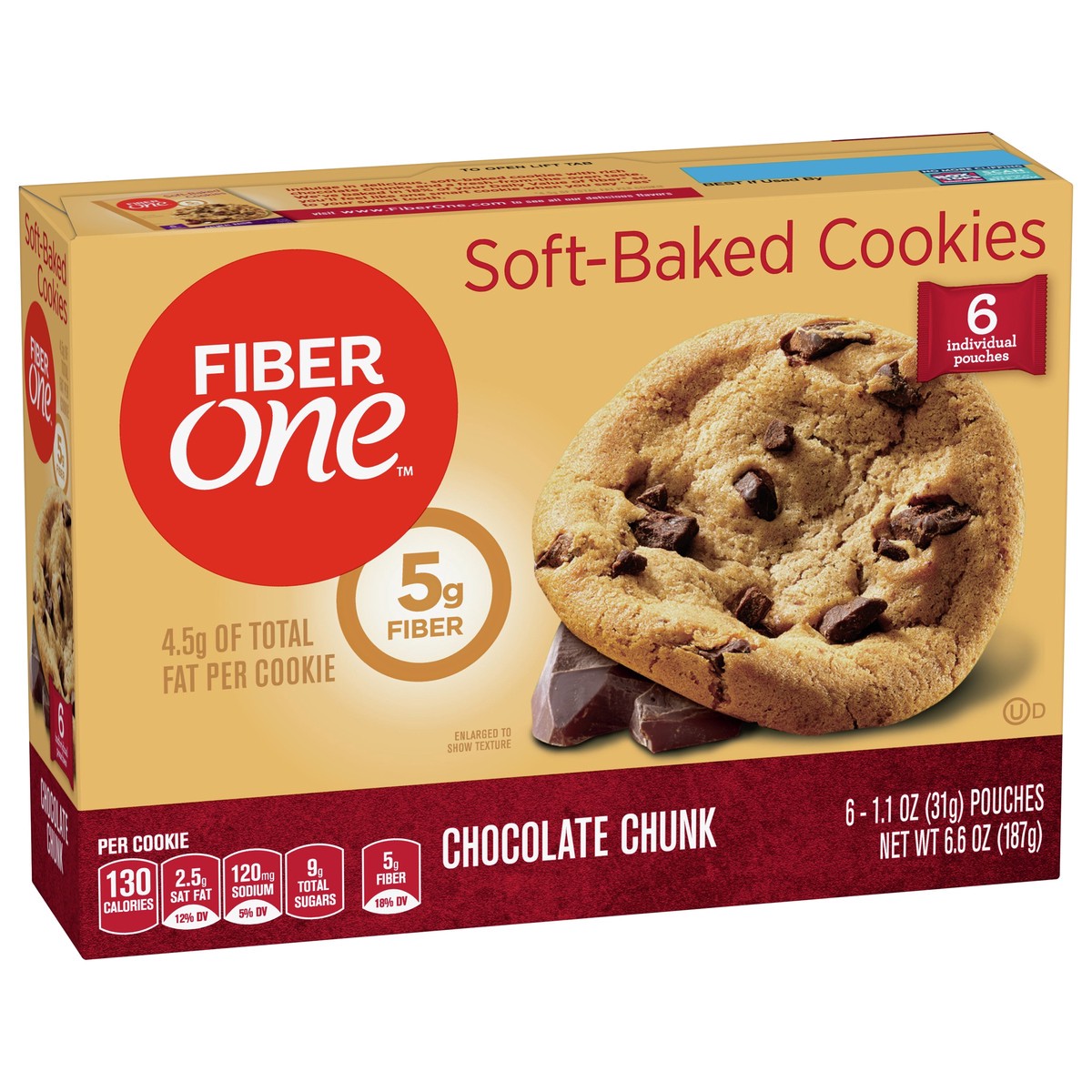 slide 2 of 12, Fiber One Soft-Baked Chocolate Chunk Cookies 6 ea, 6 ct